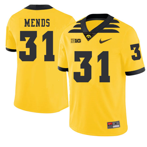 2019 Men #31 Aaron Mends Iowa Hawkeyes College Football Alternate Jerseys Sale-Gold